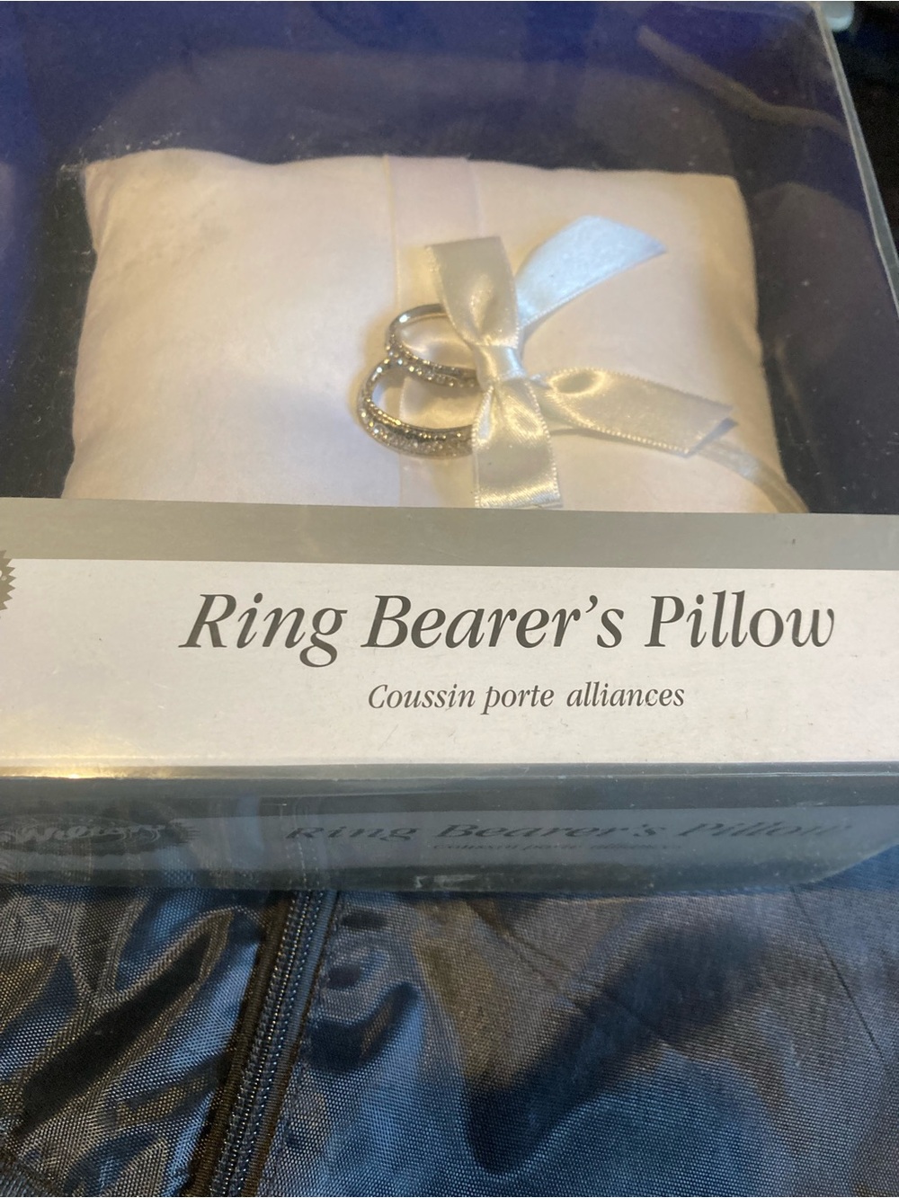 Wilton White Satin Ring Pillow with Ribbon Accent